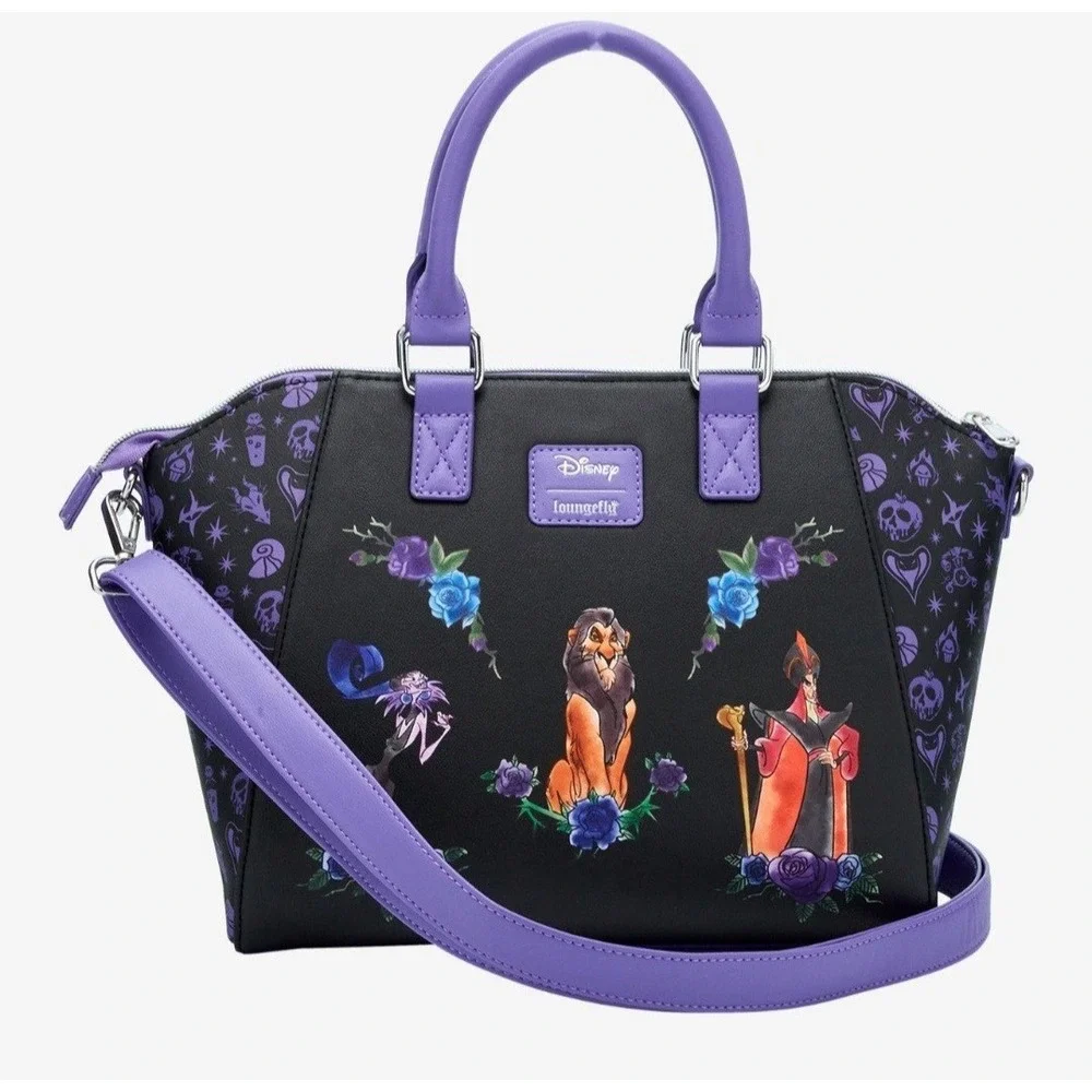 NEW! Loungefly Disney Villains‎ Purple Florals Satchel And Wallet SET Whimisgoth